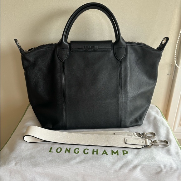longchamp le pliage cuir lambskin mudium top handle bag - Picture 2 of 4